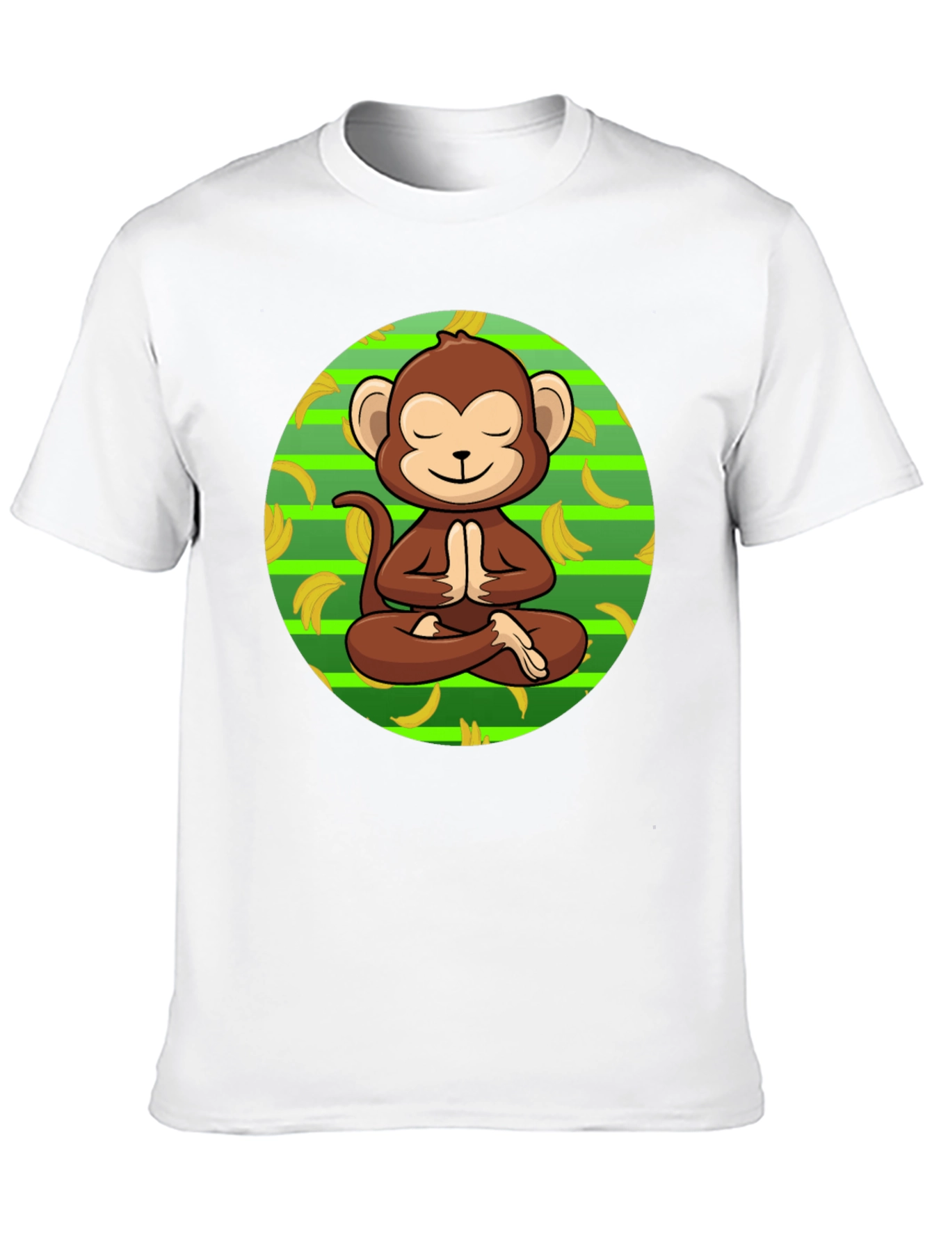 Meditating Monkey Banana T-Shirt - Relaxed Zen Style
