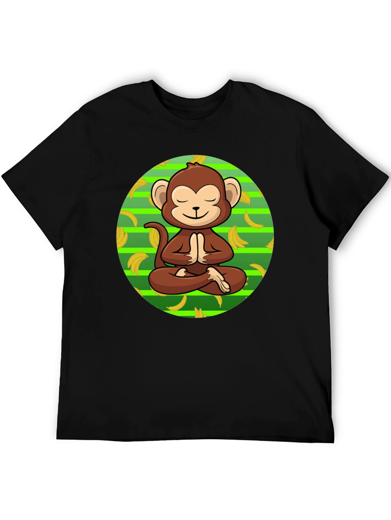 Meditating Monkey Banana T-Shirt - Relaxed Zen Style
