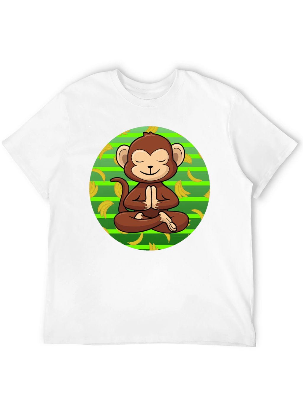 Meditating Monkey Banana T-Shirt - Relaxed Zen Style