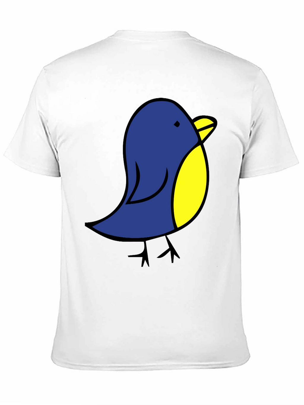 Cute Blue Bird Graphic Tee - Black Cotton T-Shirt