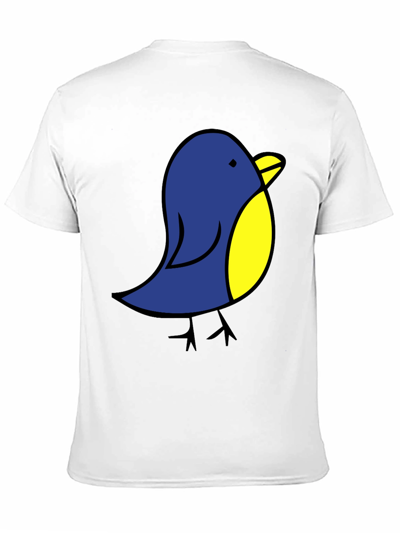 Cute Blue Bird Graphic Tee - Black Cotton T-Shirt