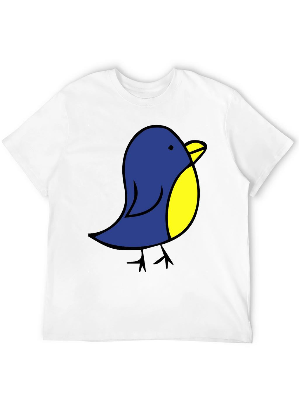 Cute Blue Bird Graphic Tee - Black Cotton T-Shirt