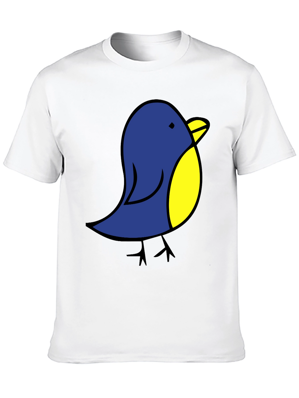 Cute Blue Bird Graphic Tee - Black Cotton T-Shirt