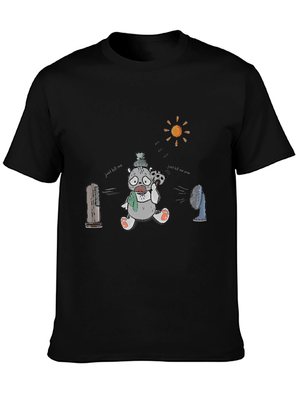Funny Hot Bear Graphic Black T-Shirt
