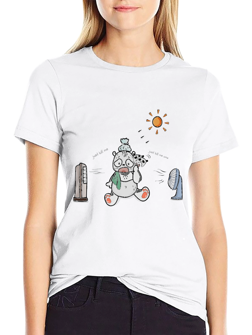 Funny Hot Bear Graphic Black T-Shirt