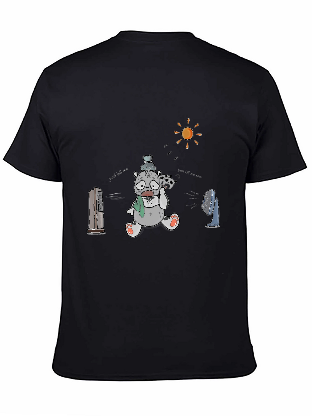 Funny Hot Bear Graphic Black T-Shirt