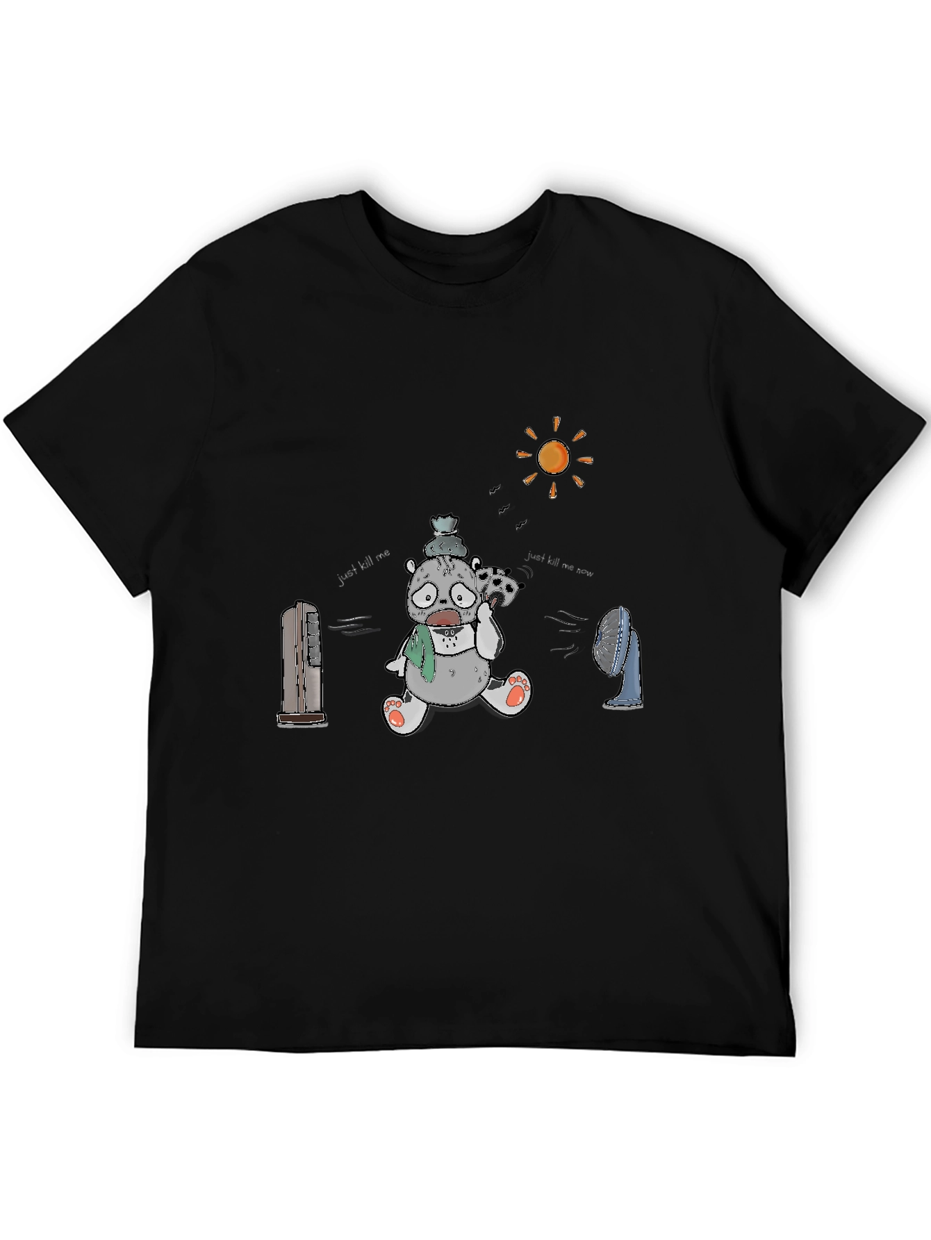 Funny Hot Bear Graphic Black T-Shirt