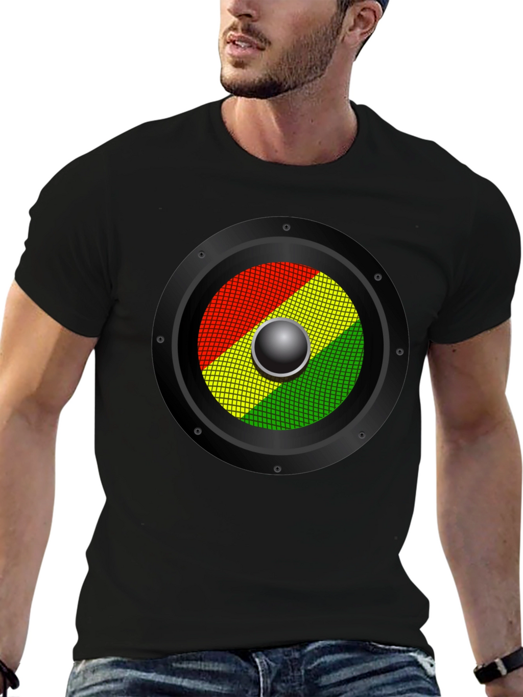 Rasta Speaker Graphic T-Shirt - Reggae Music Style