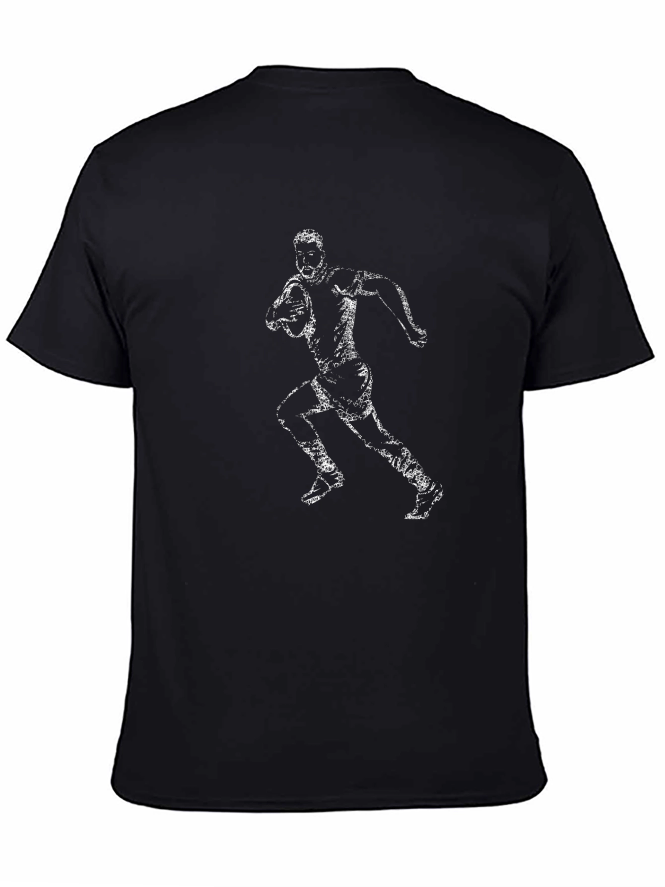 Rugby Player Graphic Tee - Black Cotton T-Shirt