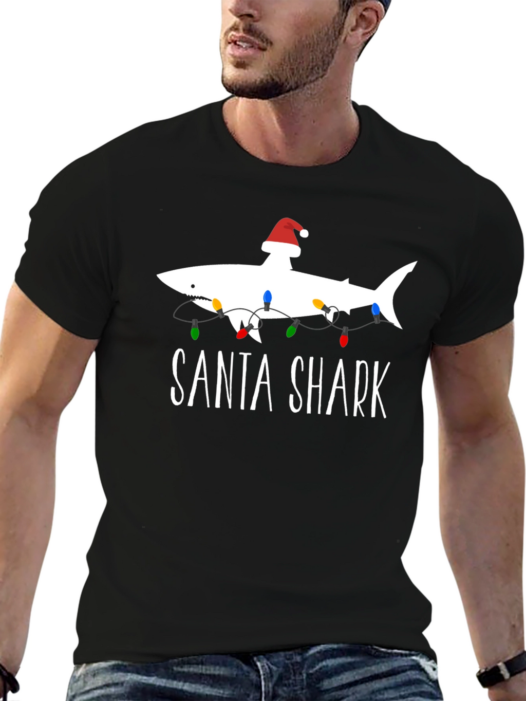 Santa Shark Graphic T-Shirt - Holiday Fun!