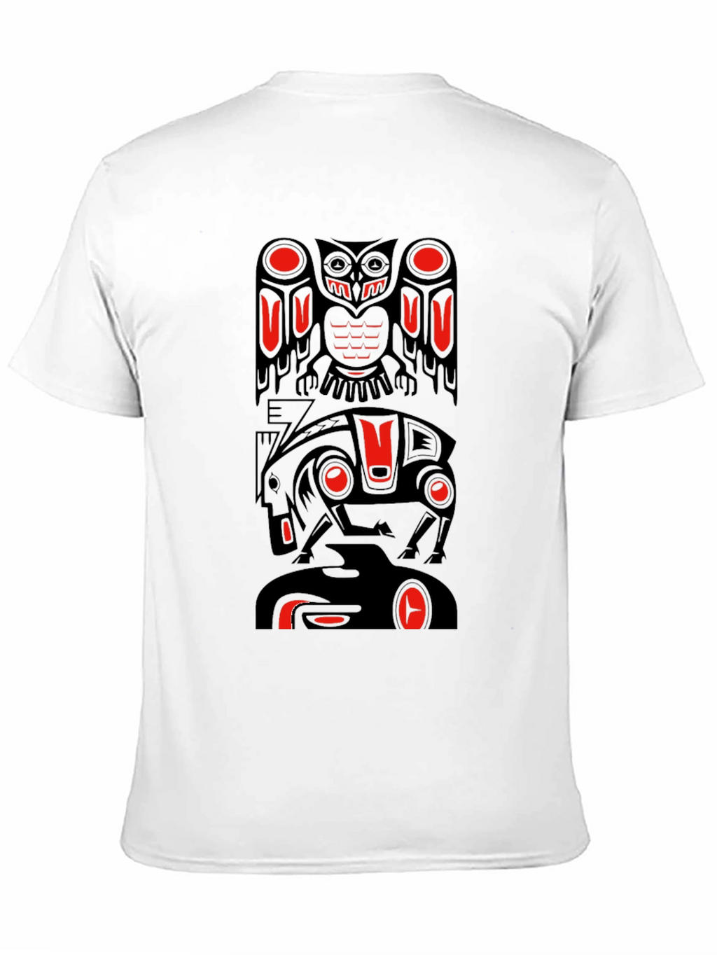 Totem Pole Art Graphic T-Shirt - Black