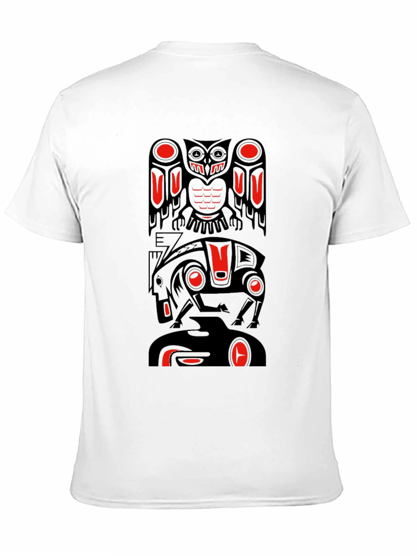 Totem Pole Art Graphic T-Shirt - Black