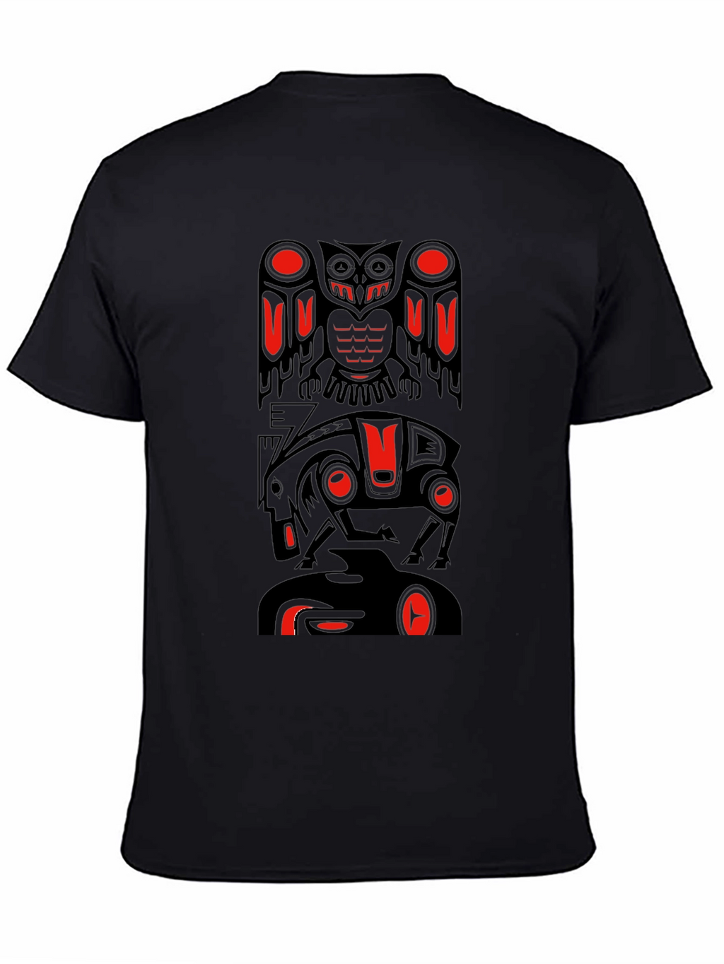 Totem Pole Art Graphic T-Shirt - Black
