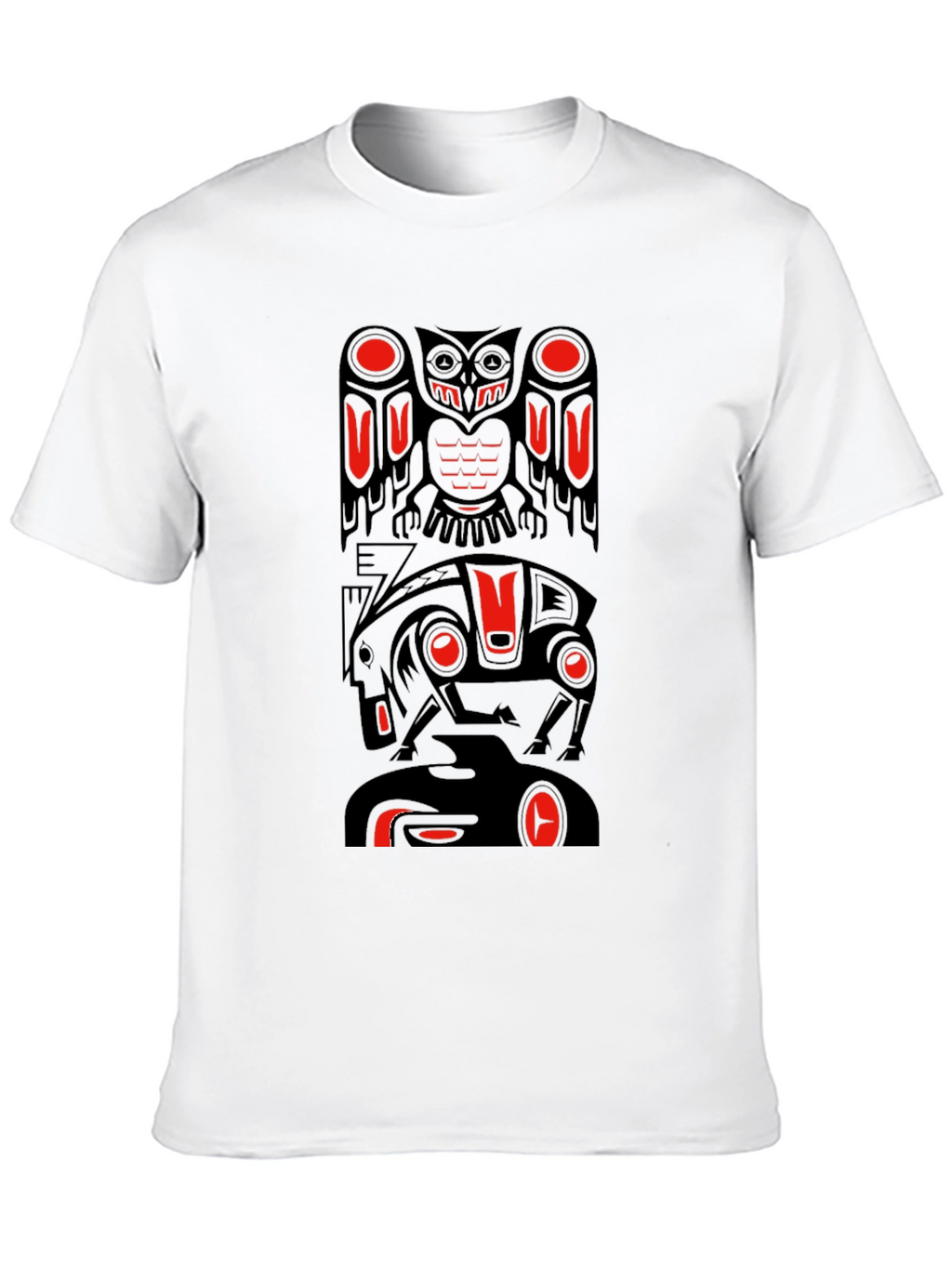 Totem Pole Art Graphic T-Shirt - Black
