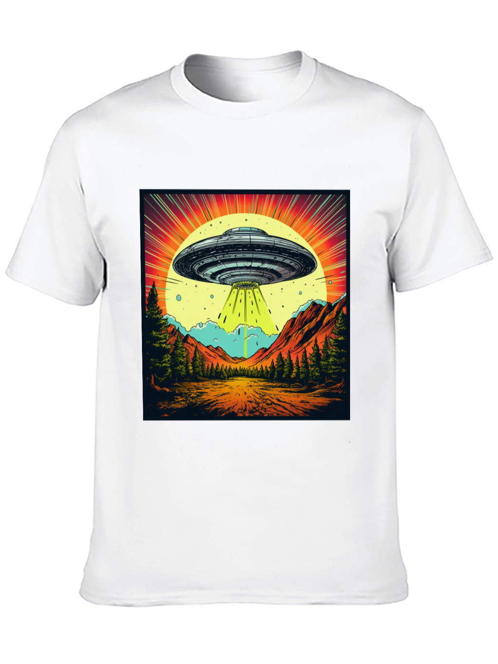 Retro UFO Abduction Graphic Tee