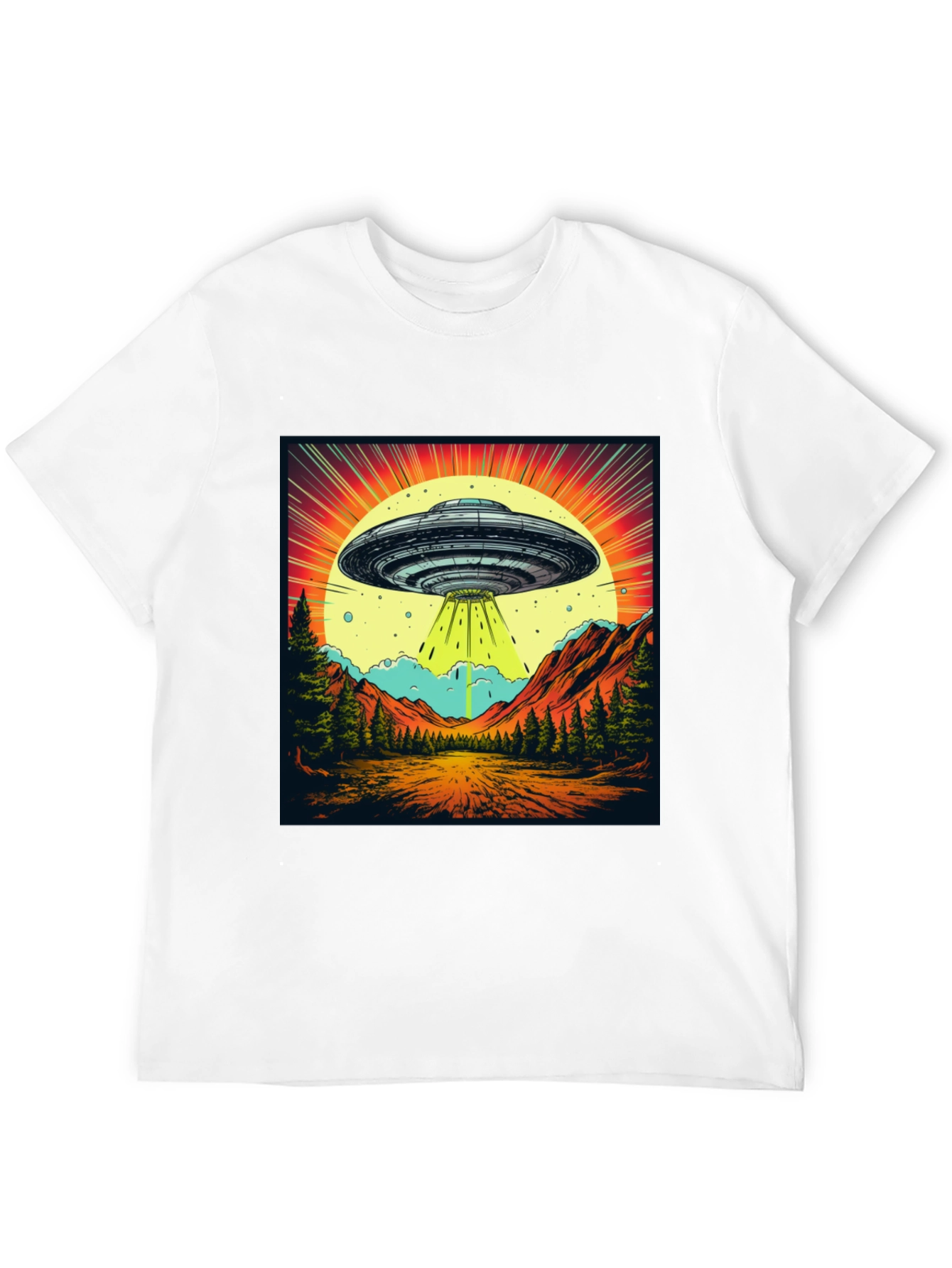 Retro UFO Abduction Graphic Tee