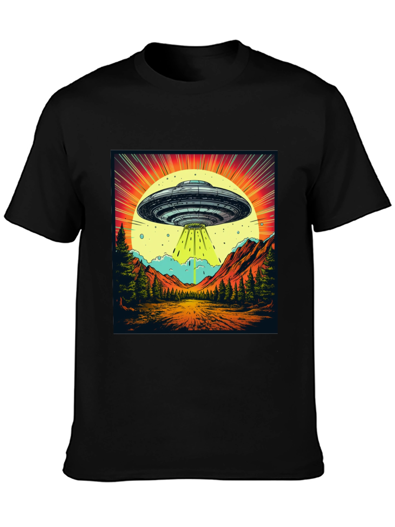 Retro UFO Abduction Graphic Tee