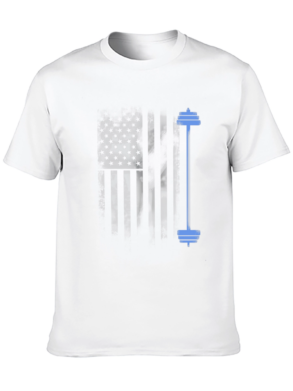 Patriotic Fitness T-Shirt - American Flag Barbell Design