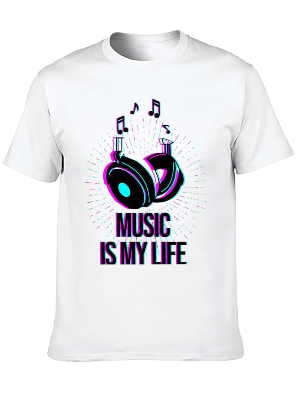 Music is My Life Graphic T-Shirt - Black