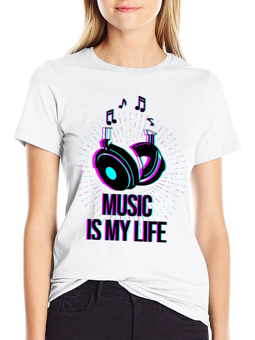 Music is My Life Graphic T-Shirt - Black
