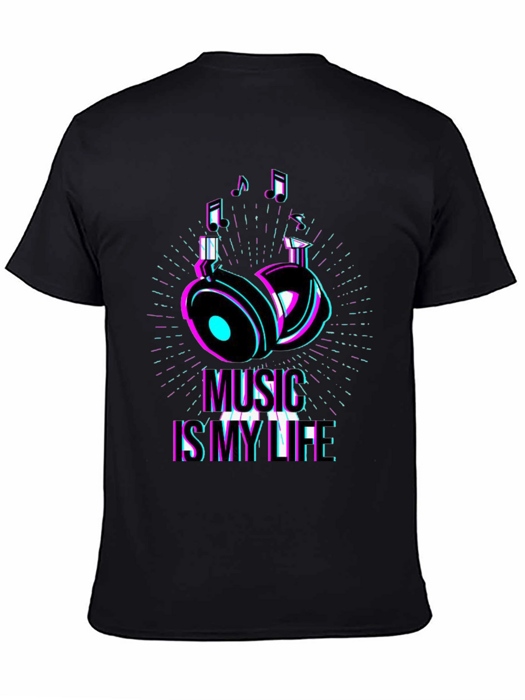 Music is My Life Graphic T-Shirt - Black