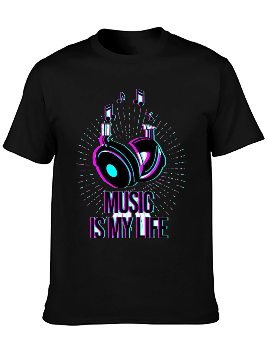 Music is My Life Graphic T-Shirt - Black