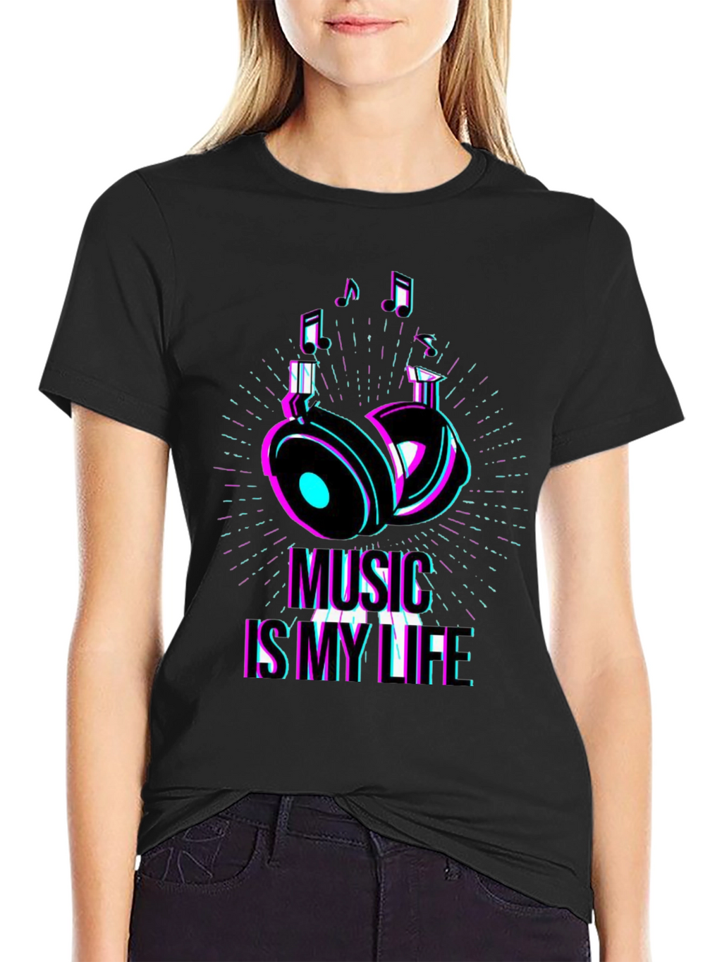 Music is My Life Graphic T-Shirt - Black