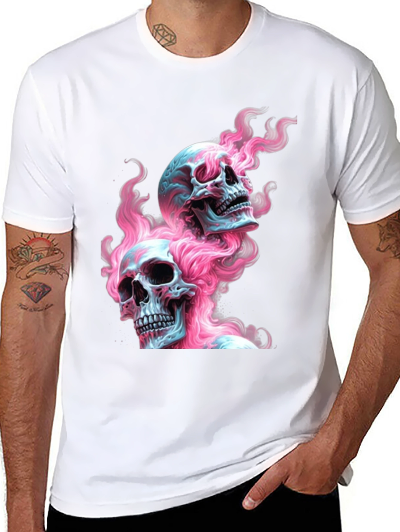 Skull Flames Graphic Tee - Edgy Fashion