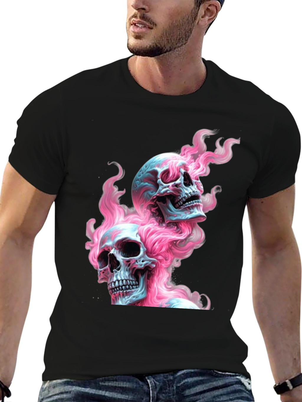 Skull Flames Graphic Tee - Edgy Fashion