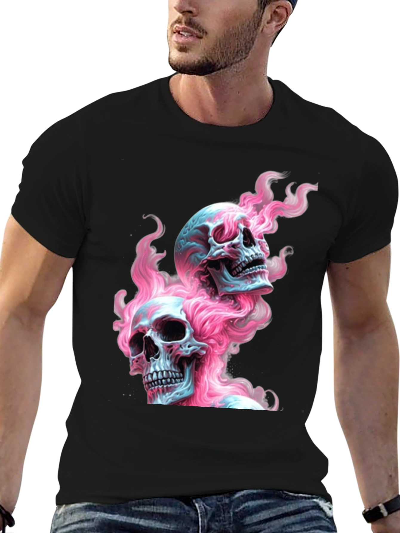 Skull Flames Graphic Tee - Edgy Fashion