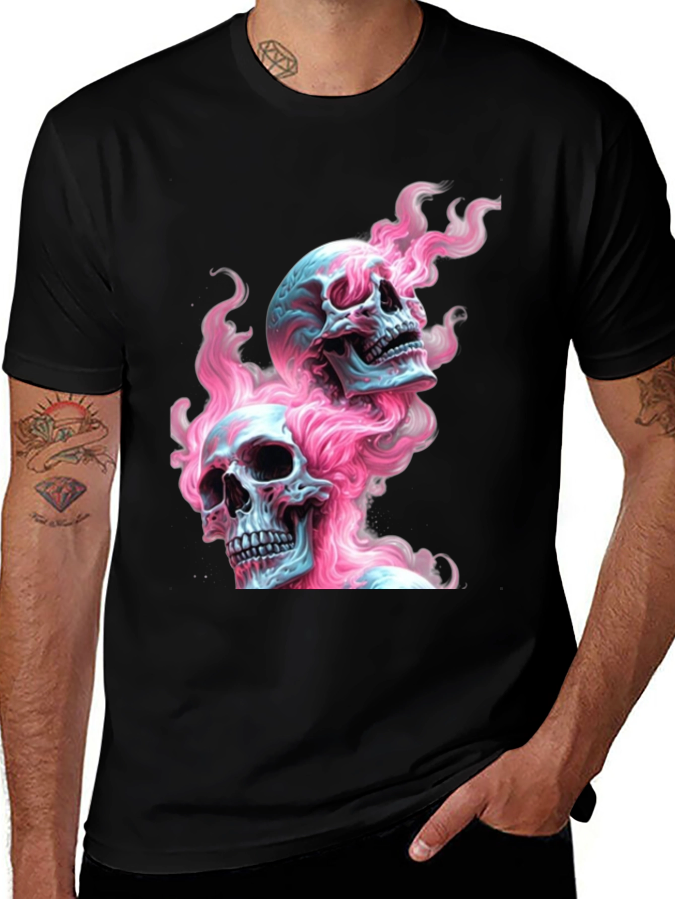 Skull Flames Graphic Tee - Edgy Fashion