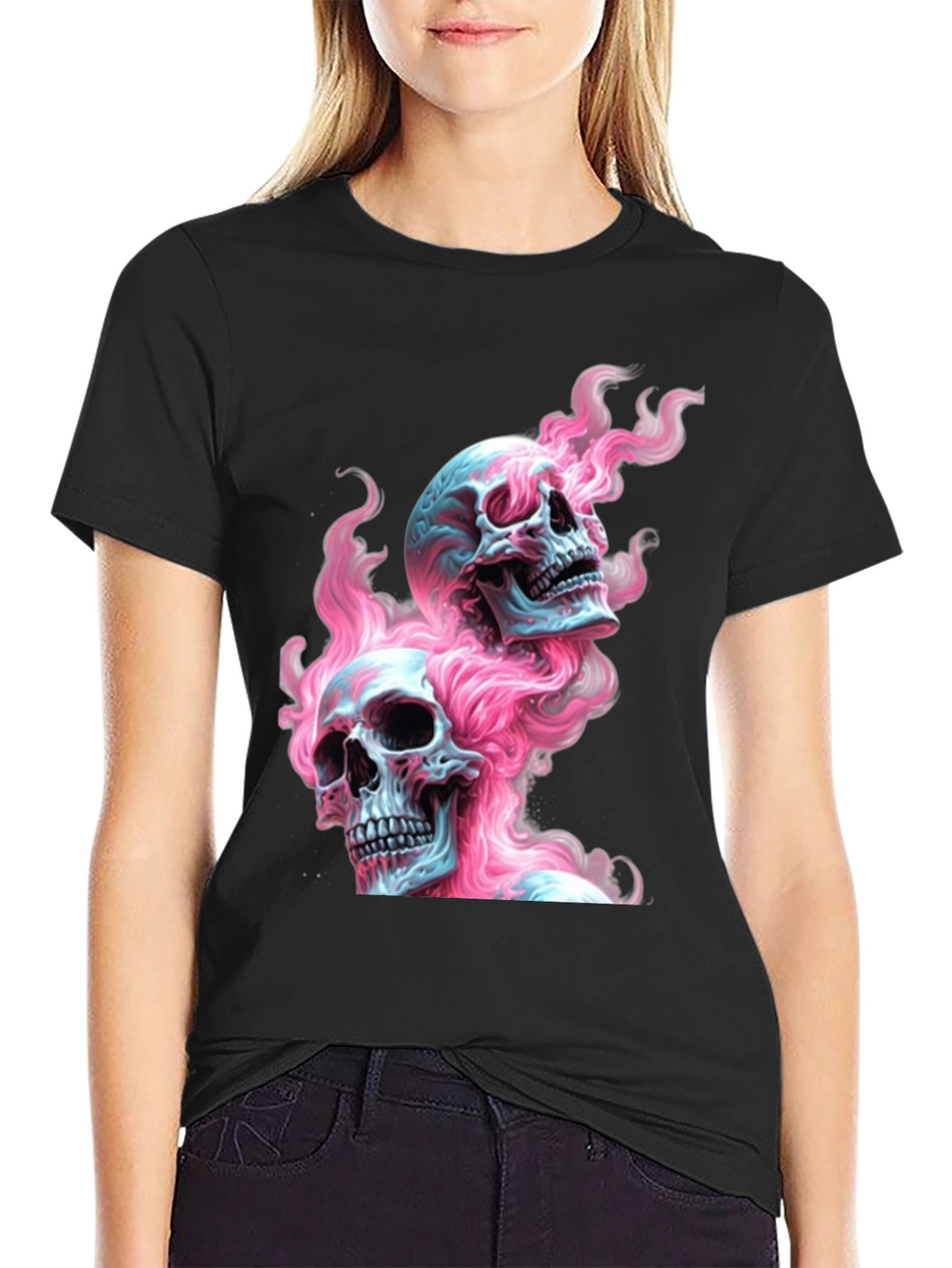 Skull Flames Graphic Tee - Edgy Fashion