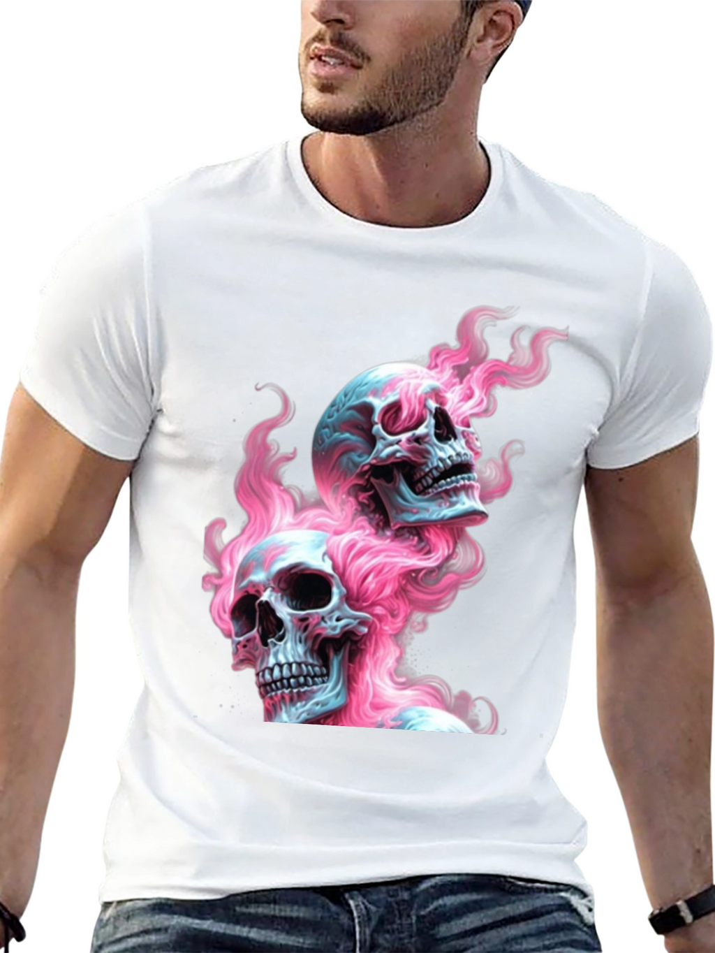 Skull Flames Graphic Tee - Edgy Fashion