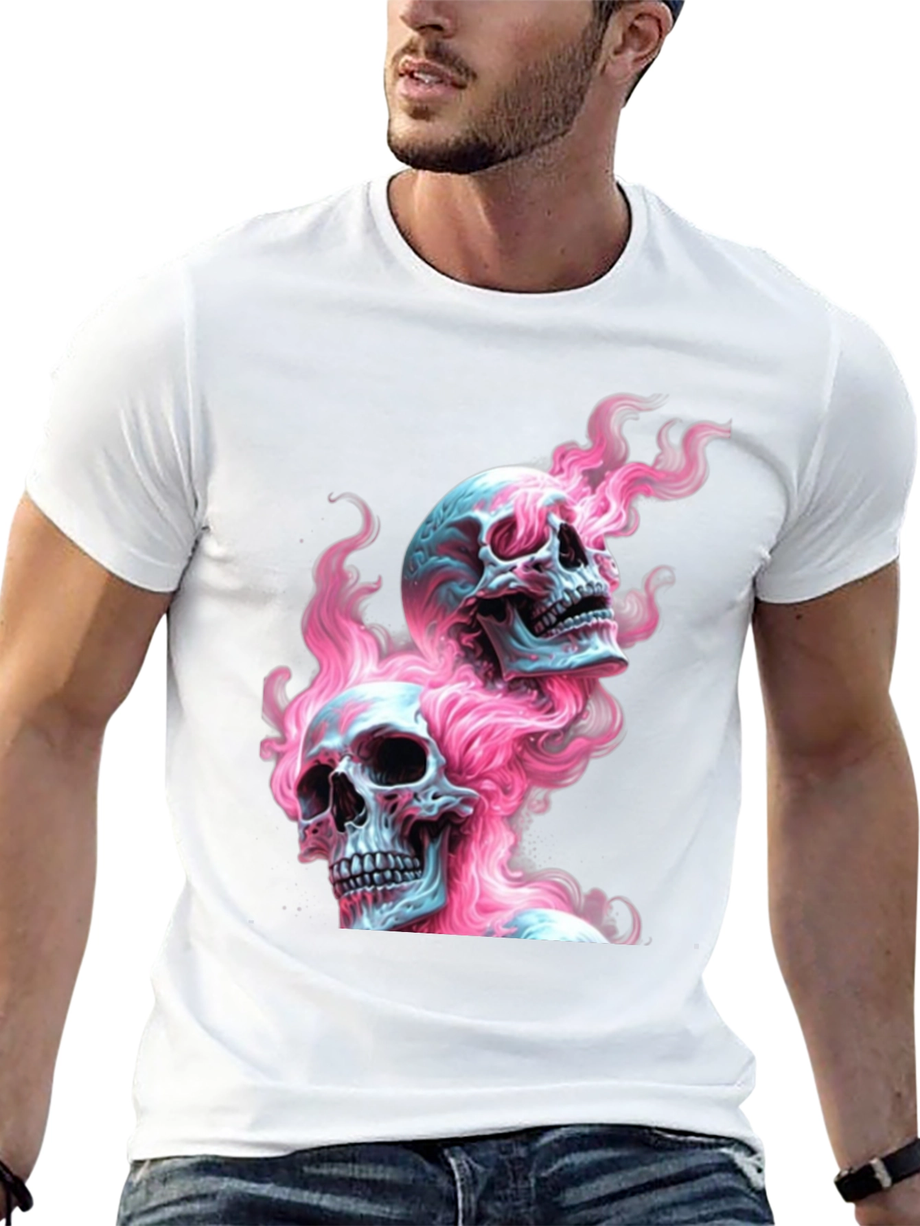 Skull Flames Graphic Tee - Edgy Fashion
