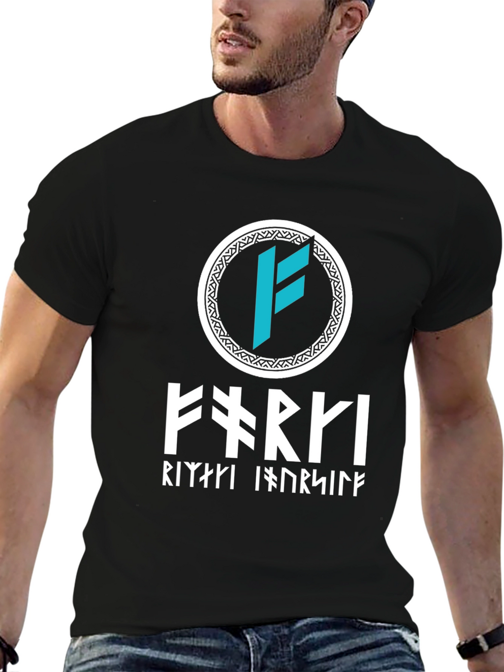 Viking Runes T-Shirt - Black Cotton Norse Design