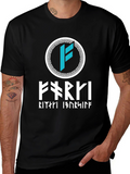 Viking Runes T-Shirt - Black Cotton Norse Design