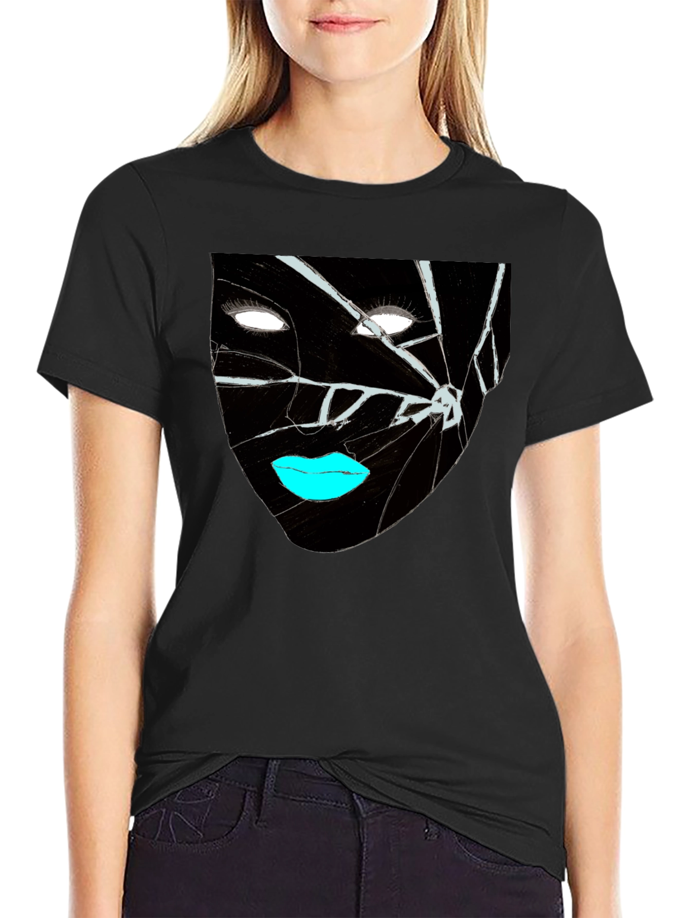 Shattered Face Graphic Tee - Edgy Streetwear