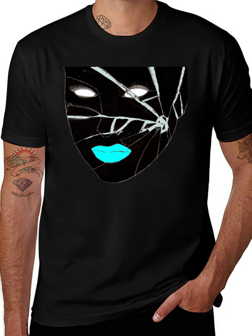 Shattered Face Graphic Tee - Edgy Streetwear