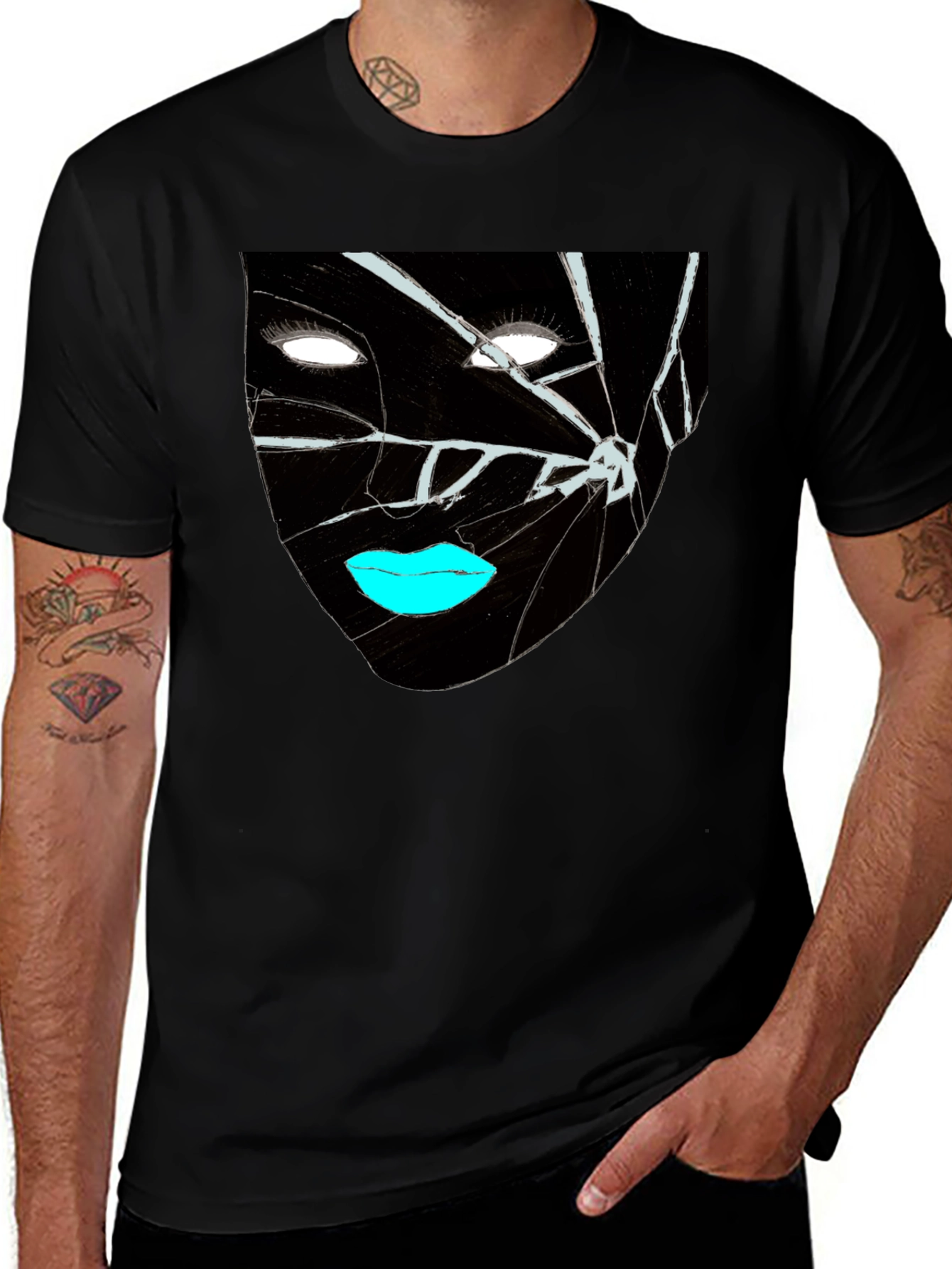 Shattered Face Graphic Tee - Edgy Streetwear