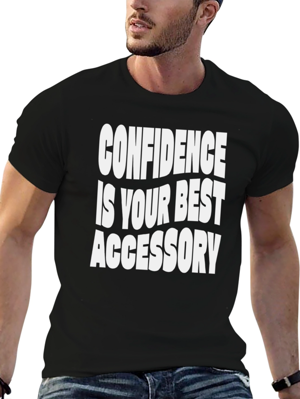 Confidence Accessory Graphic Tee - Black Cotton