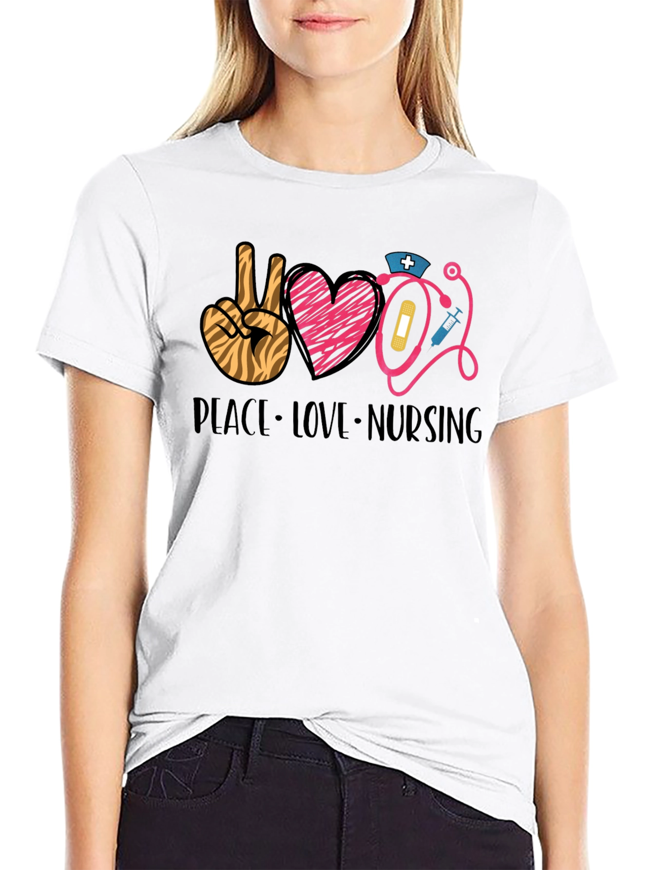 Peace Love Nursing Graphic Tee | Unisex Black T-Shirt