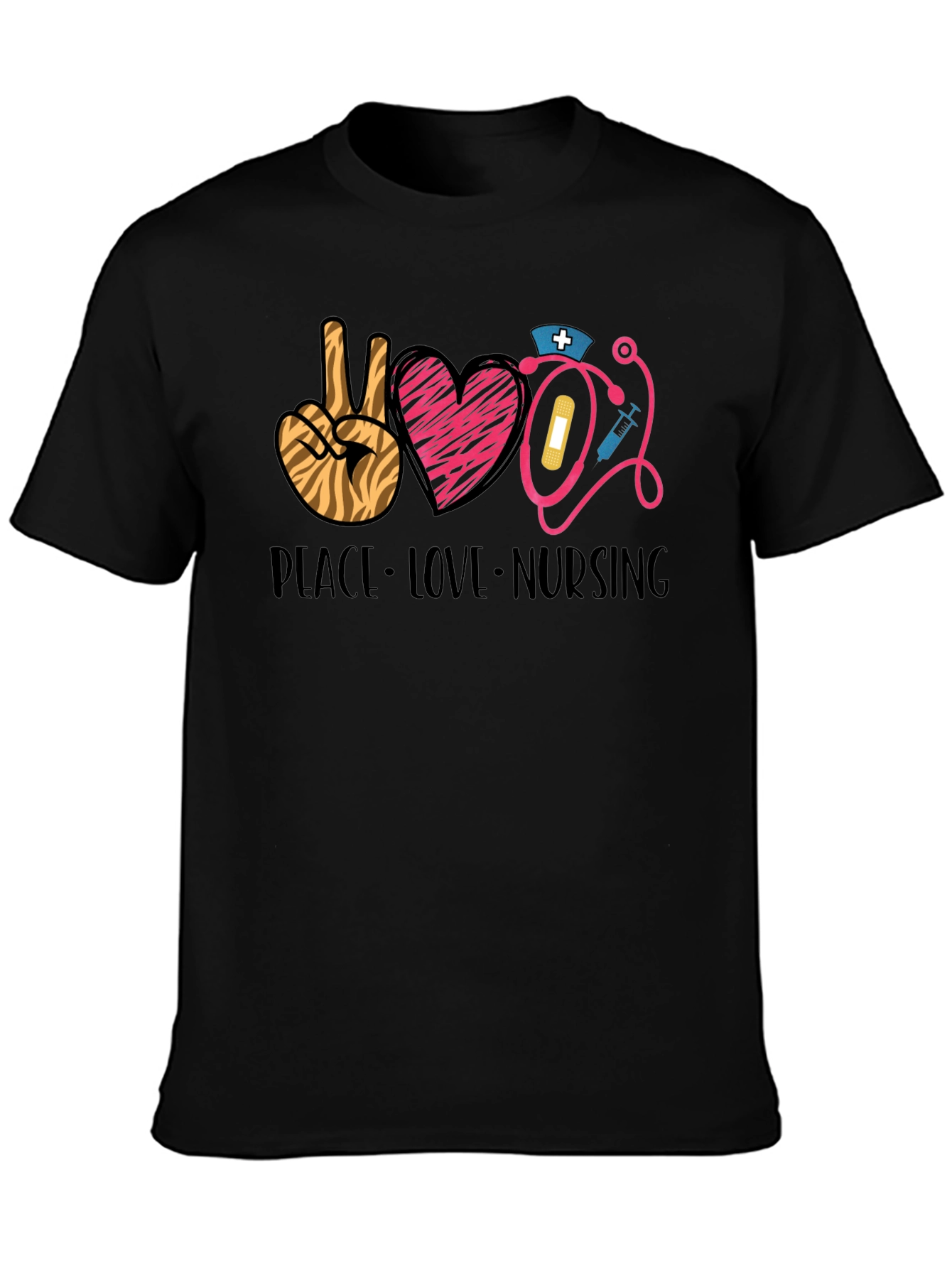 Peace Love Nursing Graphic Tee | Unisex Black T-Shirt