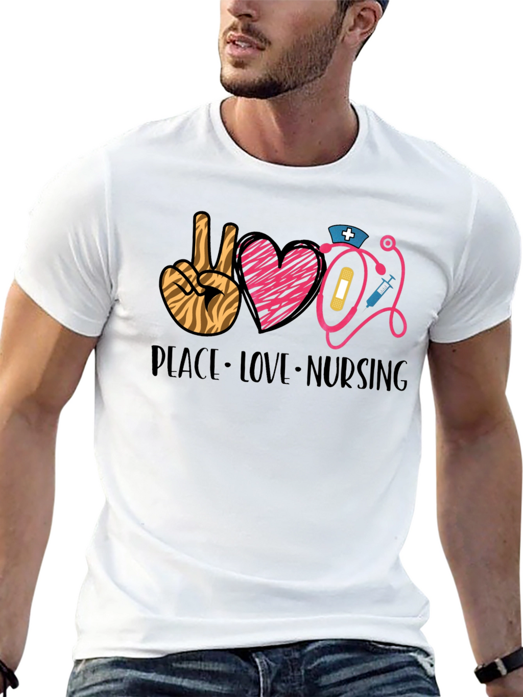 Peace Love Nursing Graphic Tee | Unisex Black T-Shirt