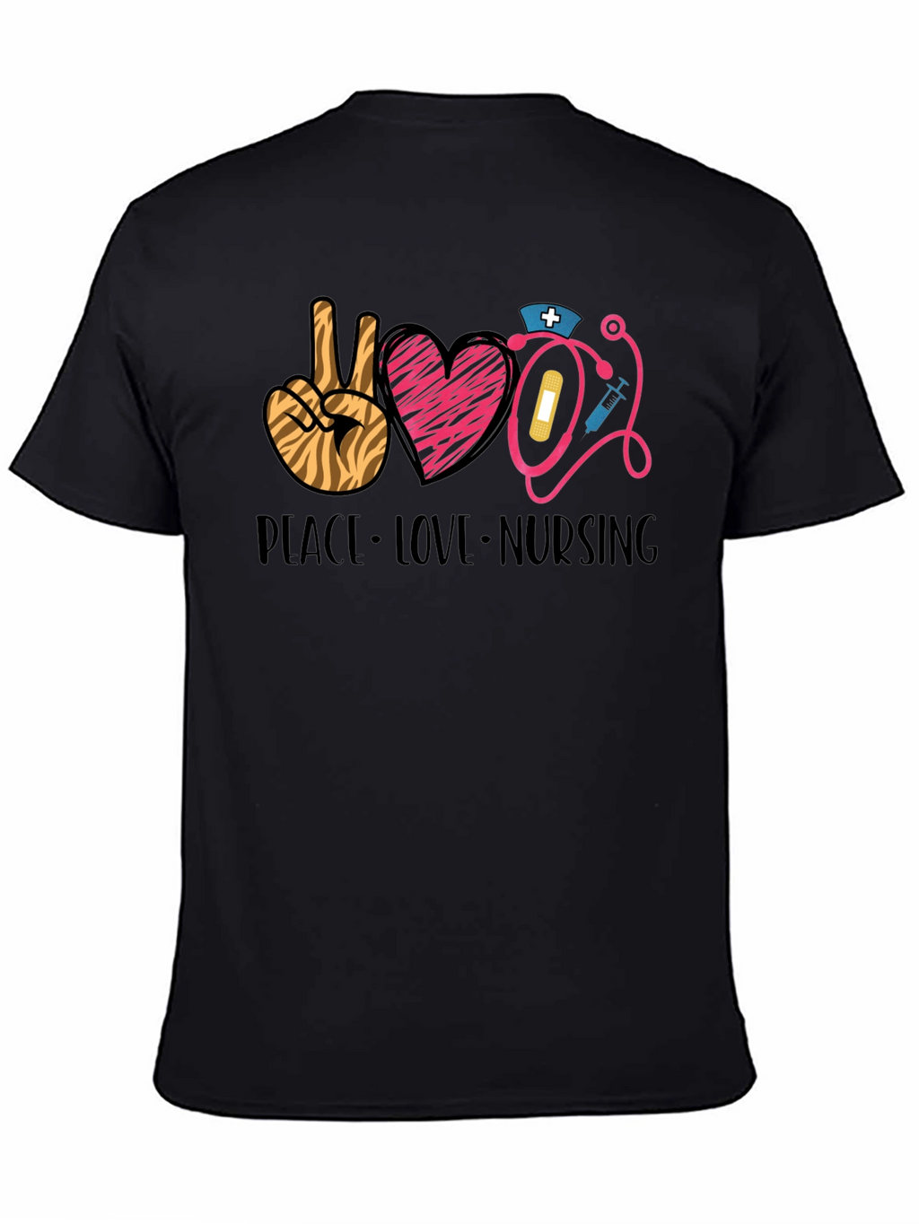 Peace Love Nursing Graphic Tee | Unisex Black T-Shirt