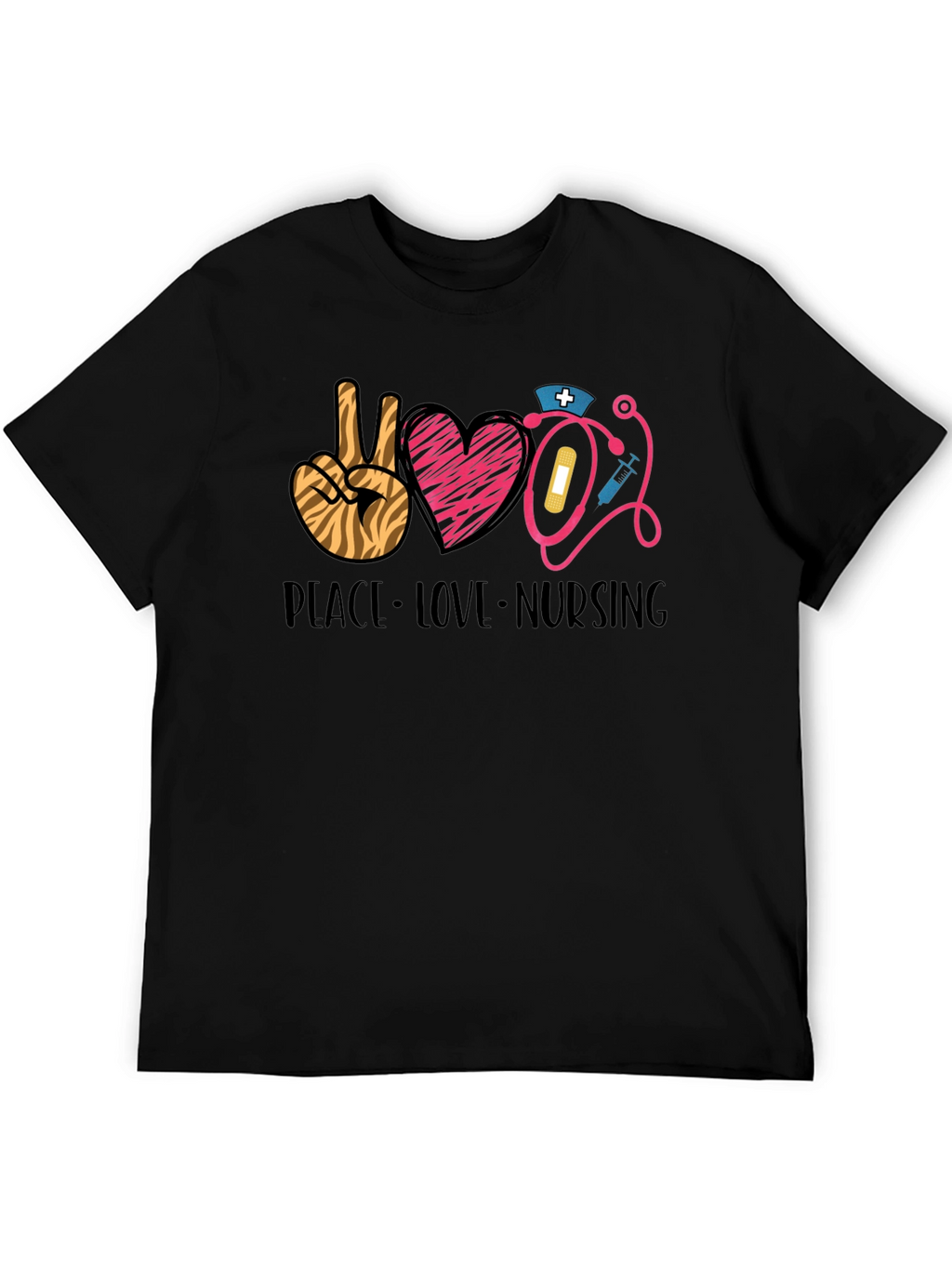 Peace Love Nursing Graphic Tee | Unisex Black T-Shirt