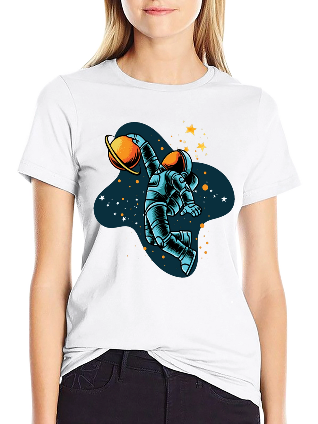 Astronaut Dunking Planet Graphic T-Shirt