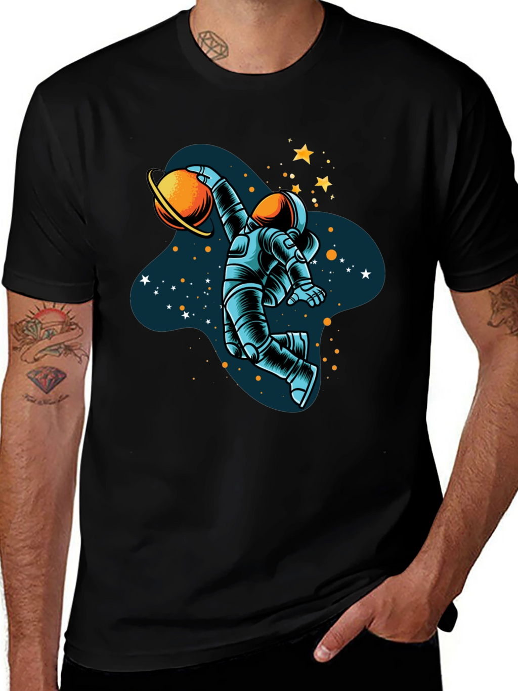 Astronaut Dunking Planet Graphic T-Shirt