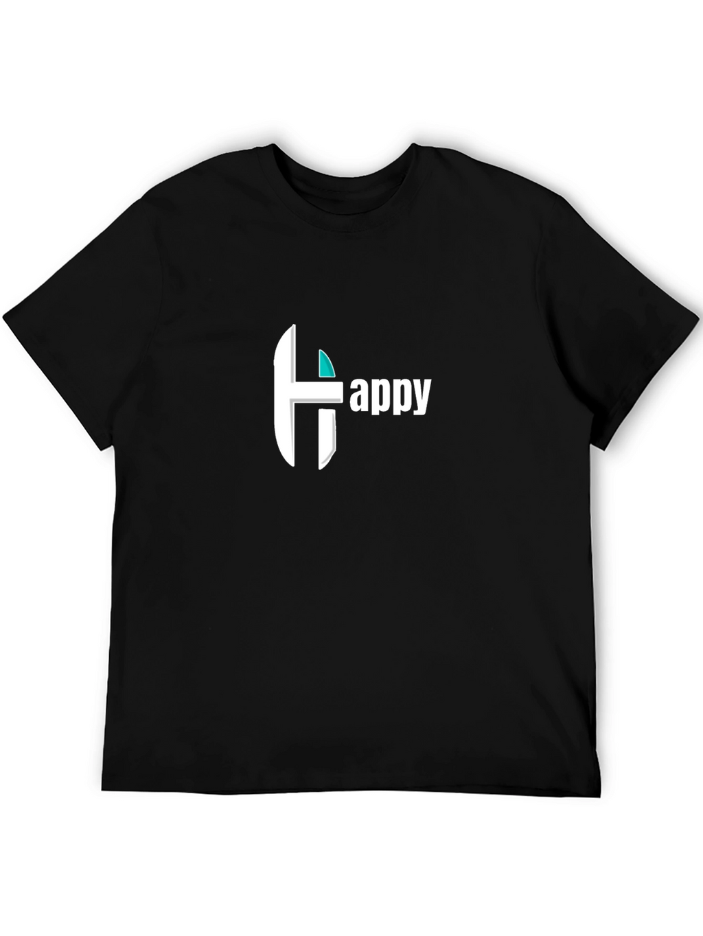 Happy Graphic Print Black Tee