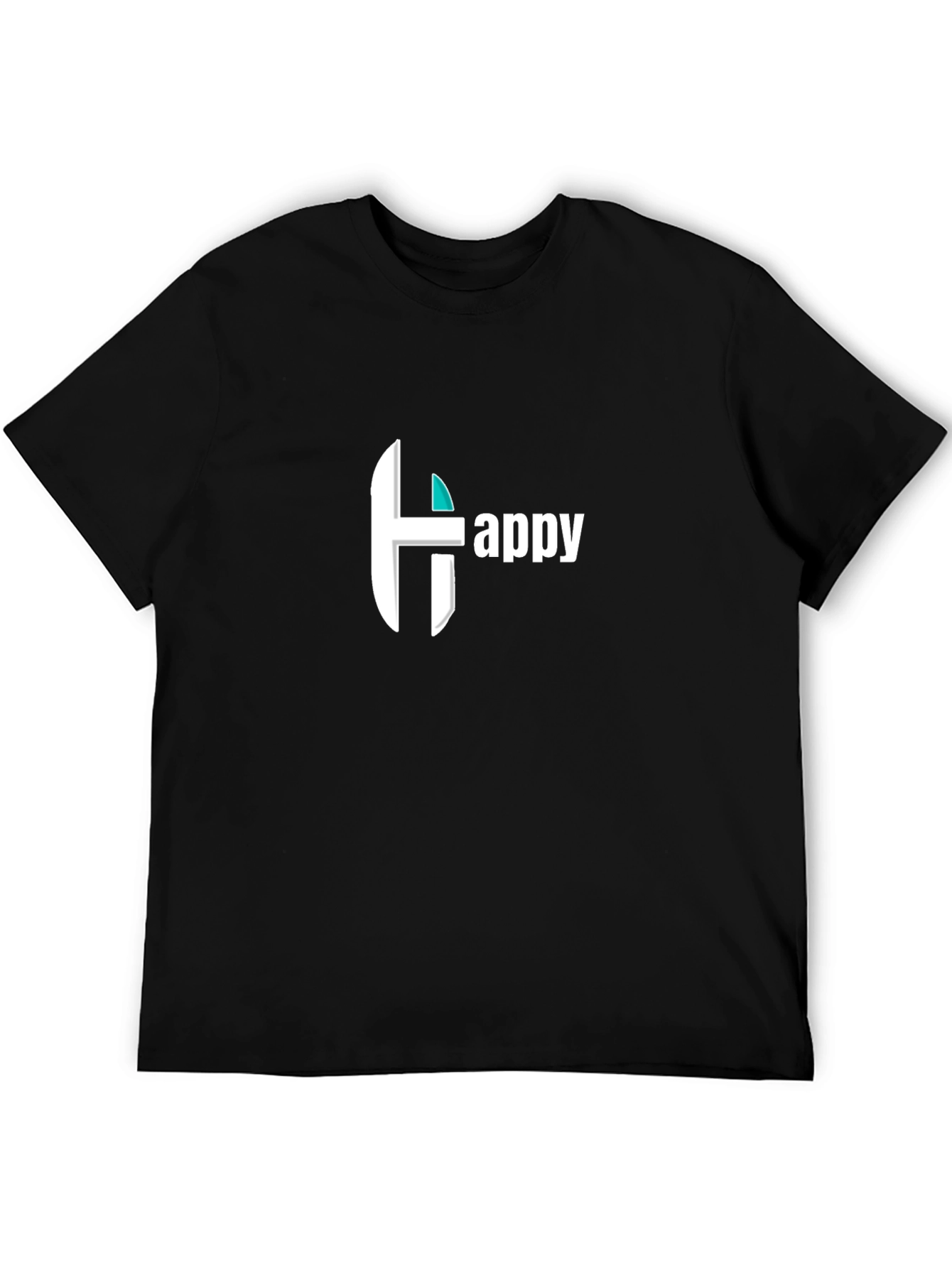 Happy Graphic Print Black Tee