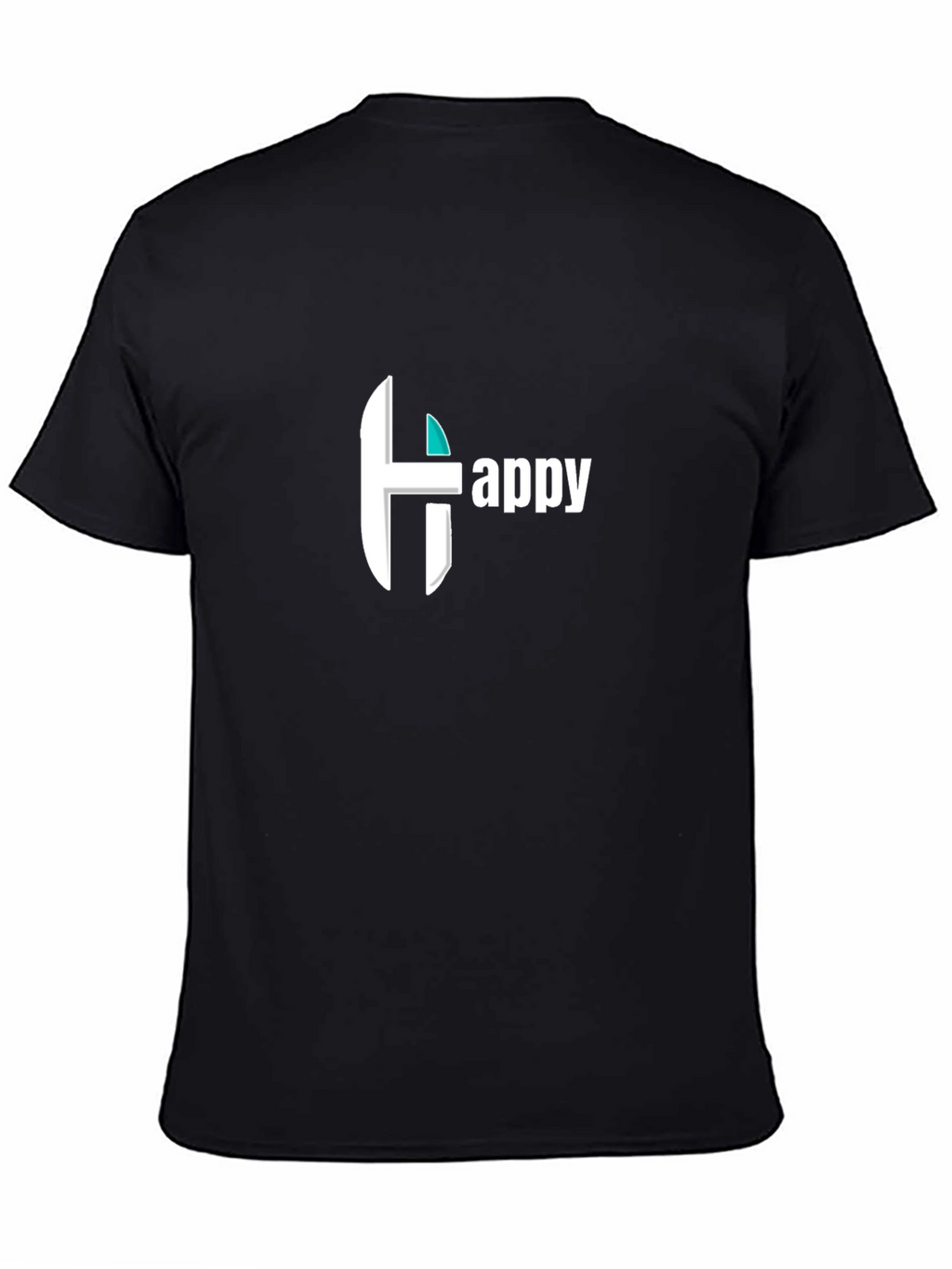 Happy Graphic Print Black Tee